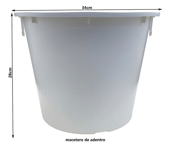 Macetero Plástico cónico 60cm Blanco Grafiato